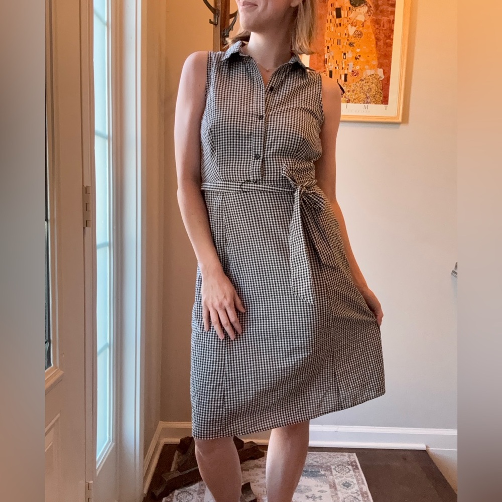 Studio Black and White Checkered Midi Dress